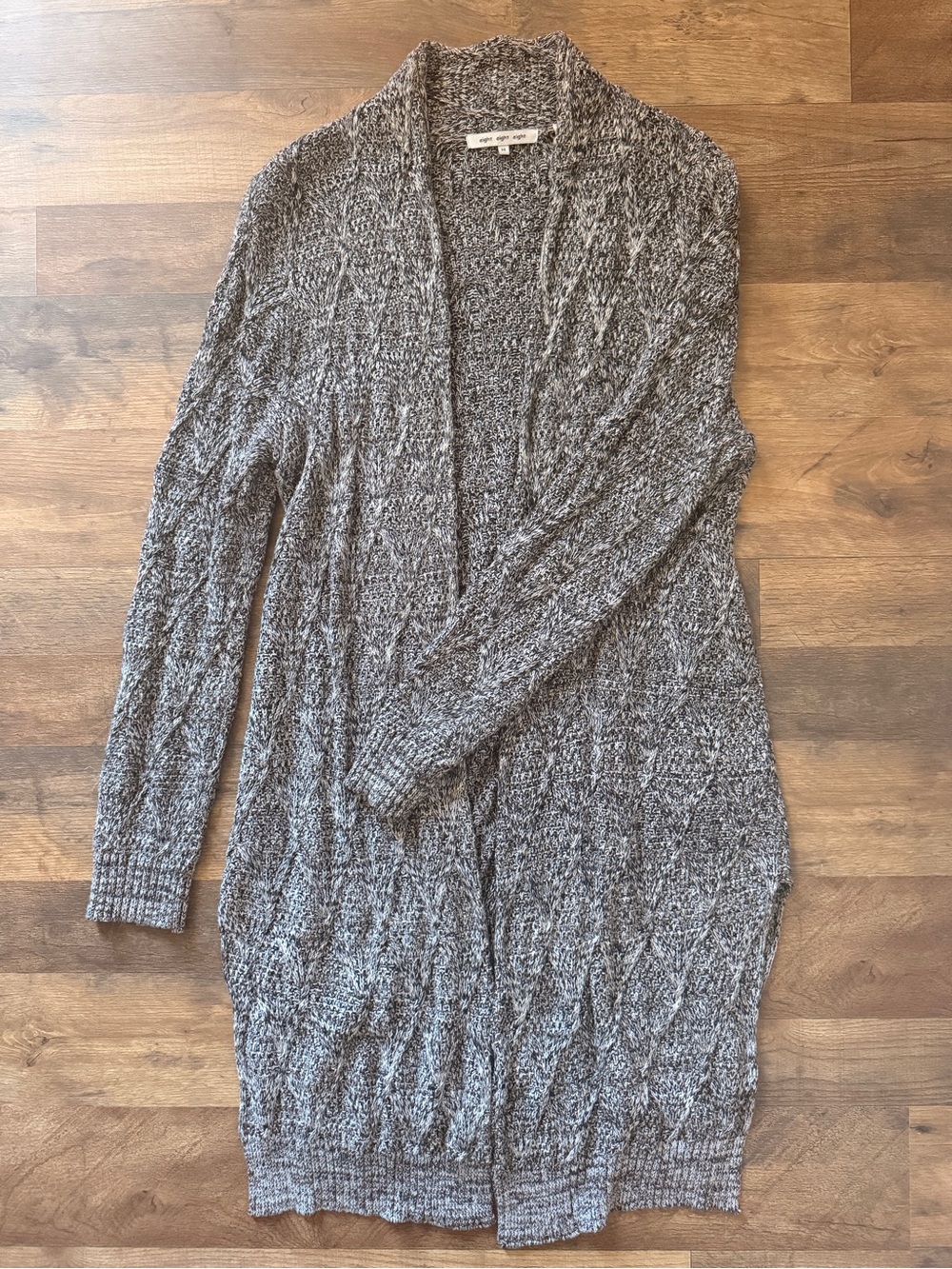 eight eight eight Heather Gray Cable-Knit Open Cardigan